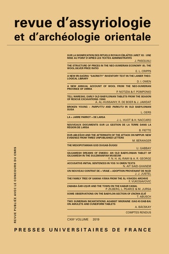 Revue d'assyriologie et d'archéologie orientale N° 113/2019