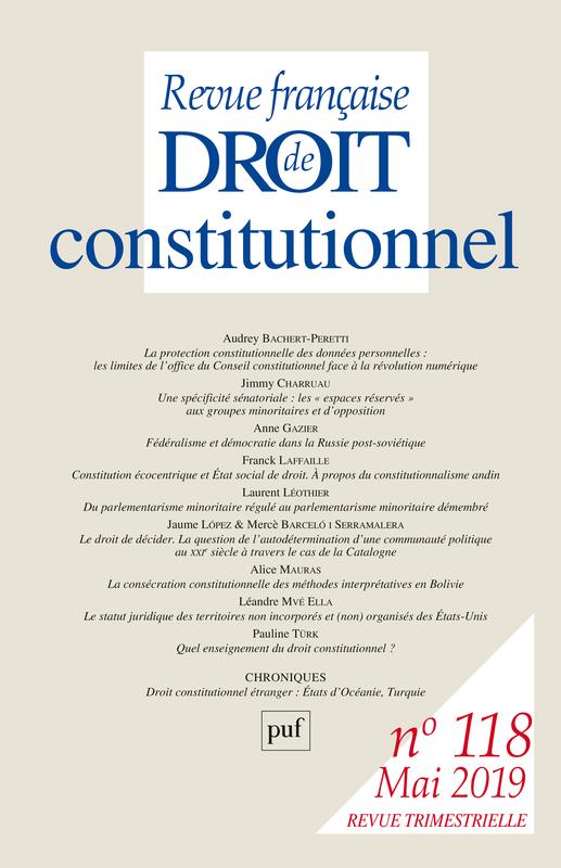 Revue française de Droit constitutionnel N° 2/2019 : Varia