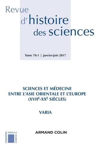 Revue d'histoire des sciences N° 1/2017