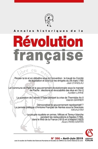 Annales historiques de la Révolution française N° 396, avril-juin 2019
