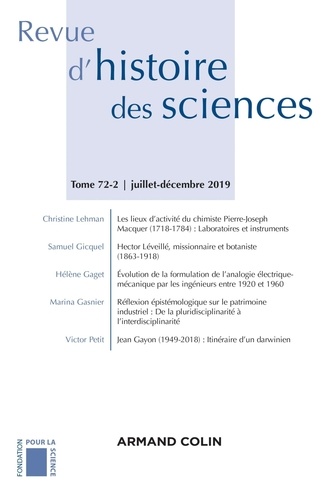 Revue d'histoire des sciences N° 2/2019 : Varia. Varia
