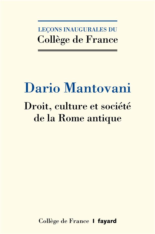 Droit, culture et société de la Rome antique