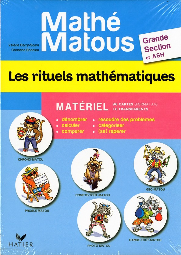 Les rituels mathématiques Grande Section et ASH. Matériel 96 cartes (format A4) 16 transparents