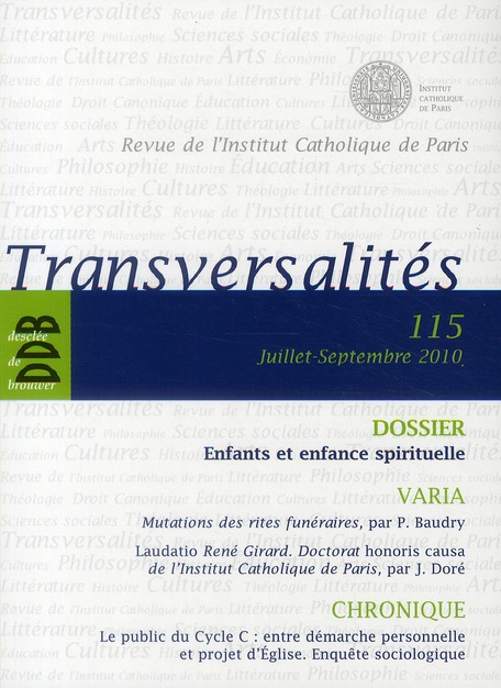 Transversalités N° 115, Juillet-septembre 2010 : Enfants et enfance spirituelle