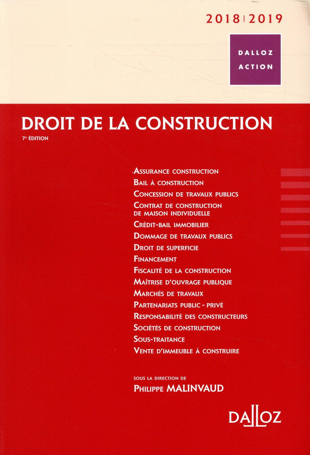Droit de la construction. Edition 2018-2019