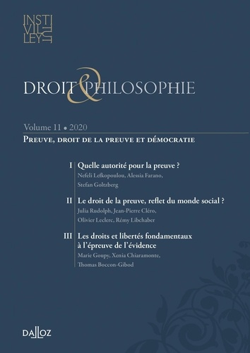 Droit & Philosophie N° 11/2020 : Preuve, droit de la preuve et démocratie