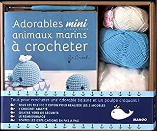 Coffret adorables mini animaux marins à crocheter. Avec 1 crochet, des pelotes, 4 yeux de sécurité,