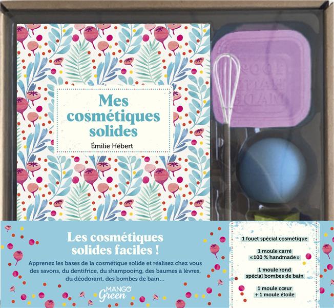 Coffret Mes cosmétiques solides. Avec 1 fouet spécial cosmétique, 1 moule carré, 1 moule rond, 1 mou