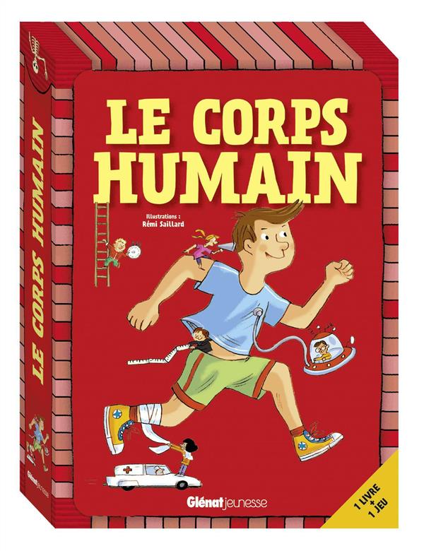 Le corps humain. Contient : 1 livre, 1 plateau de jeu, 1 planche de 18 pions, 2 dés, 50 cartes