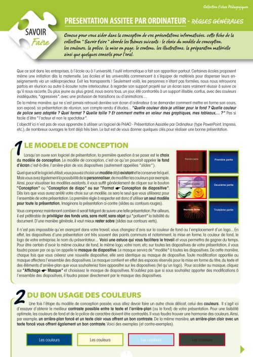 Présentation assistée par ordinateur. Règles générales