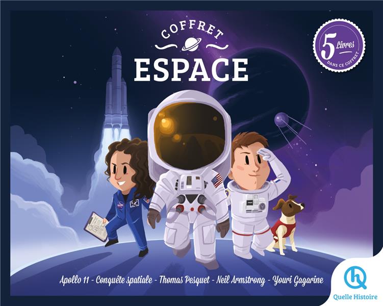 Espace. Coffret en 5 volumes : Apollo 11 ; Conquête spatiale ; Thomas Pesquet ; Neil Armstrong ; You