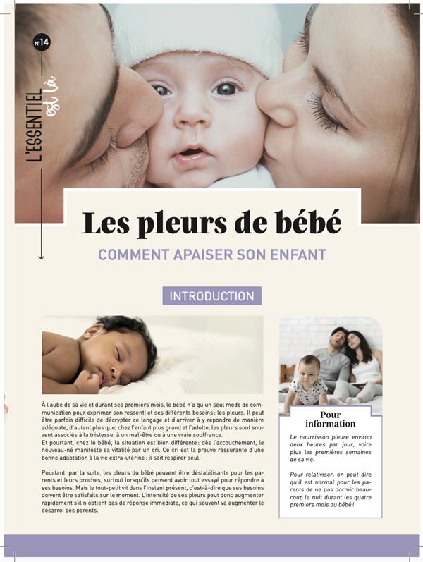 Les pleurs de bébé. Comment apaiser son enfant