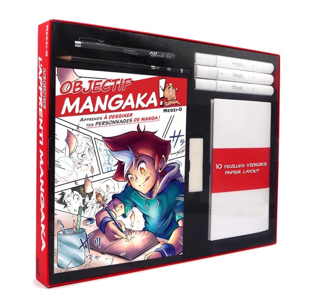 Le kit de l'apprenti mangaka - Tout pour créer ses premiers personnages mangas. Avec 10 feuilles de