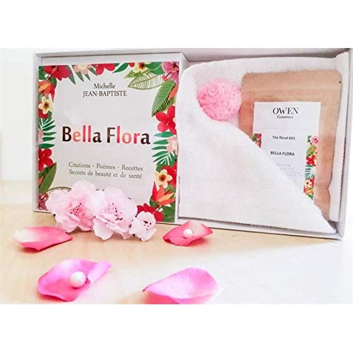 Bella Flora Box. Avec 1 livre, 1 savon, du thé et 1 petite serviette
