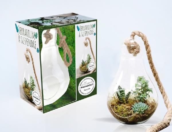 Bubble terrarium. Coffret avec 1 terrarium en verre, 1 corde et 1 livre