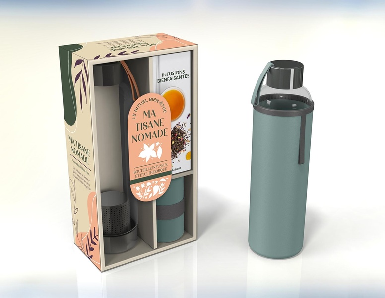 Ma tisane nomade. Mon rituel bien-être. Avec 1 gourde thermos en verre, 1 fourreau isolant et 1 livr