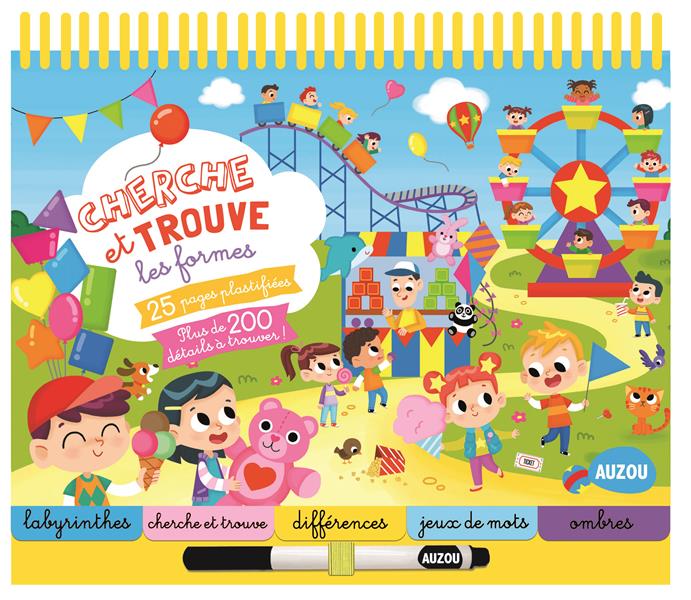 Cherche et trouve les formes. 25 pages plastifiées, plus de 200 détails à trouver ! Avec un feutre e