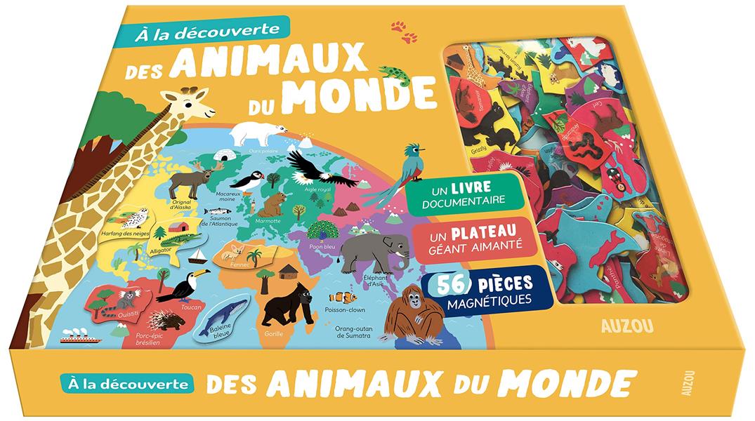 A la découverte des animaux du monde. Un livre documentaire, un plateau géant animé, 119 pièces magn