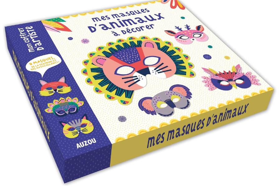 Mes masques d'animaux à décorer avec de la feutrine. Avec 8 masques, des planches de papier prédécou