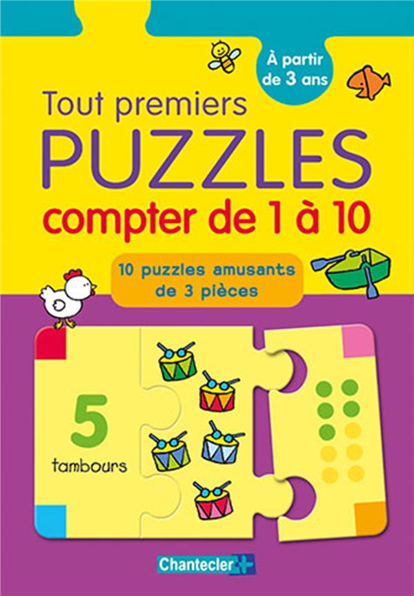 Tout premiers puzzles compter de 1 à 10. 10 puzzles amusants de 3 pièces
