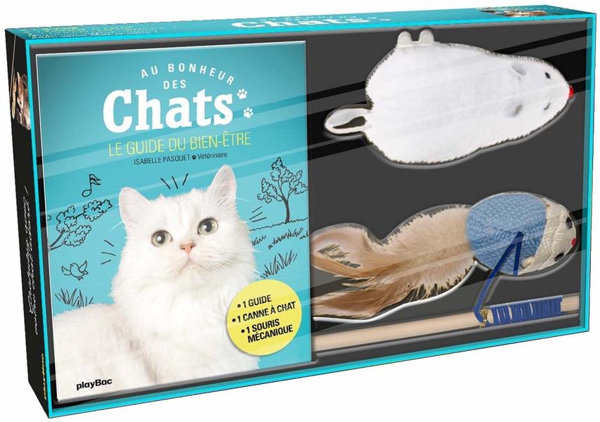 Au bonheur des chats. Coffret avec 1 canne à chat et 1 souris mécanique