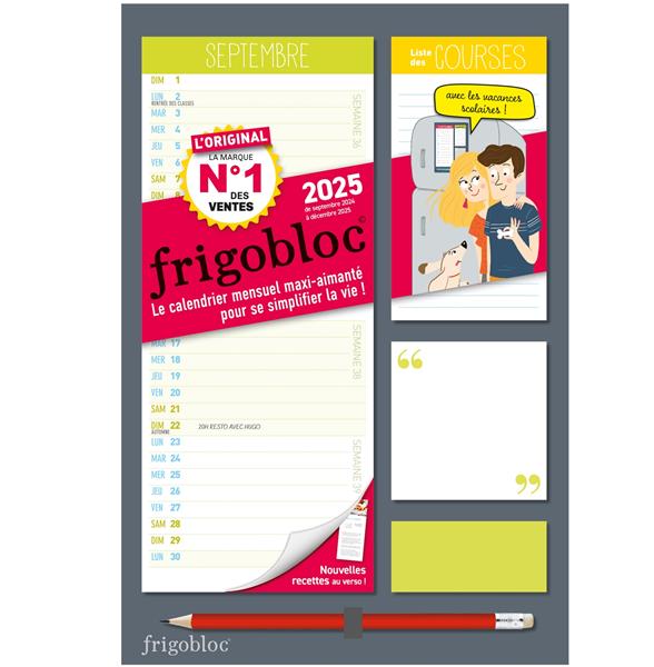 Mini Frigobloc mensuel. Le calendrier mensuel maxi-aimanté pour se simplifié la vie ! Avec 1 crayon,