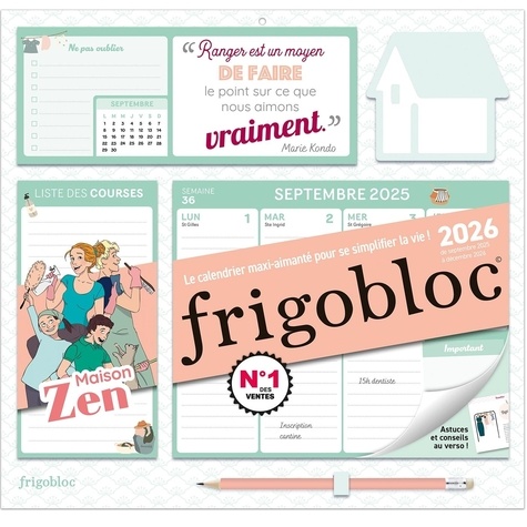 Frigobloc hebdomadaire Maison zen. Avec 1 crayon, Edition 2025-2026