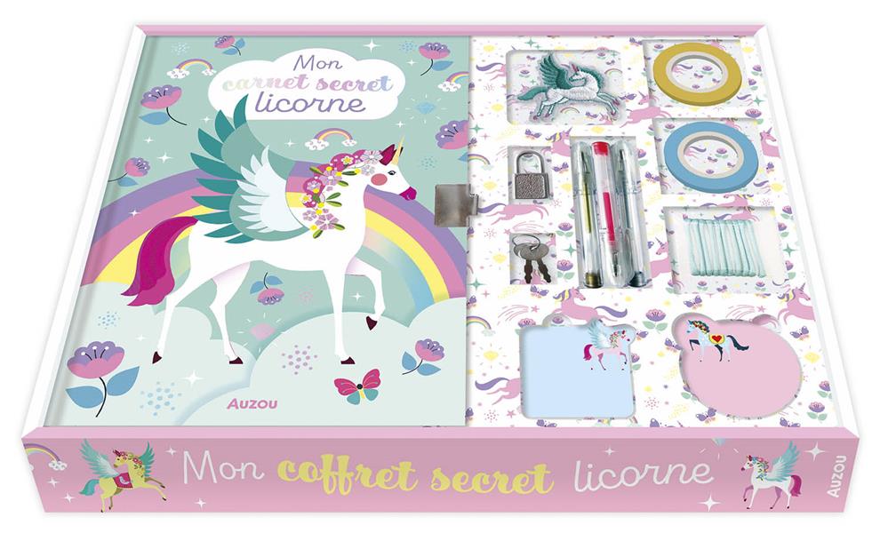 Mon carnet secret licorne. Avec 3 stylos glitters, 2 masking tapes, 2 blocs de notes repositionnable