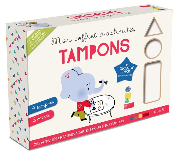 Tampons. Coffret avec 4 tampons, 2 encres et 1 grande frise
