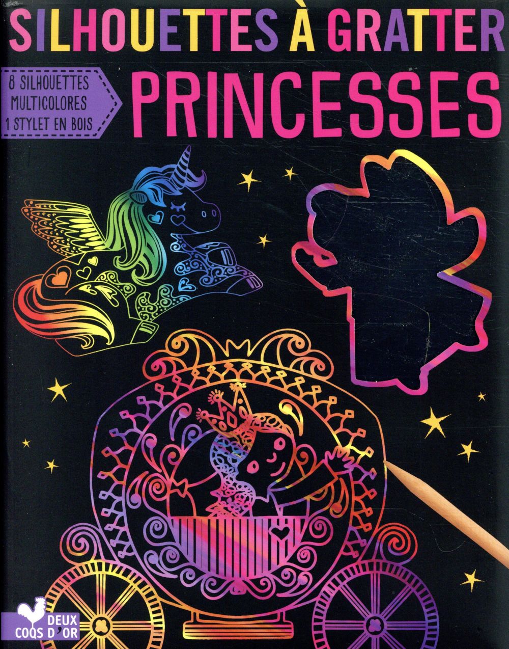 Silhouettes à gratter Princesses. Avec 1 stylet en bois