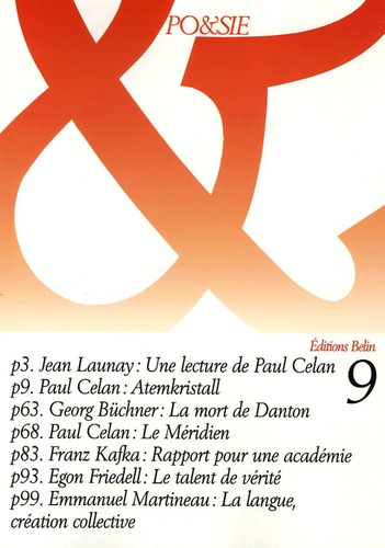 Po&sie N° 9, 2e trimestre 1979 : Paul Celan