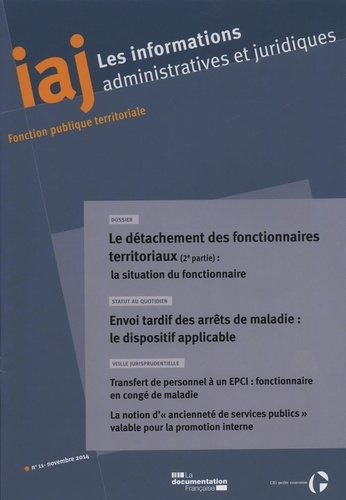 Les informations administratives et juridiques N° 11/2014 : Le détachement des fonctionnaires territ