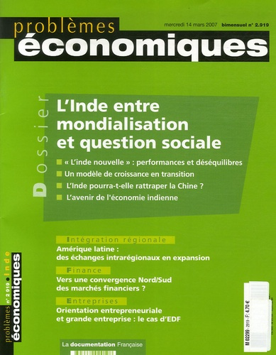 Problèmes économiques N° 2919, mercredi 14 mars 2007 : L'Inde entre mondialisation et question socia