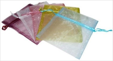 POCHETTES ORGANZA PRUNE - LOT DE 5