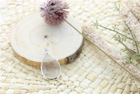 PENDENTIF CRISTAL DE ROCHE ARGENT 925 FORME GOUTTE GRAND MODELE