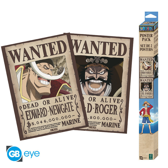 One Piece - Set 2 posters chibi 52 x 38 cm : Wanted Roger & Whitebread