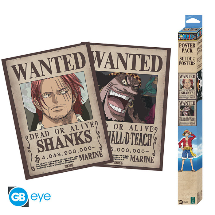 One Piece - Set 2 posters chibi 52x38 cm : Wanted Shanks & Blackbeard