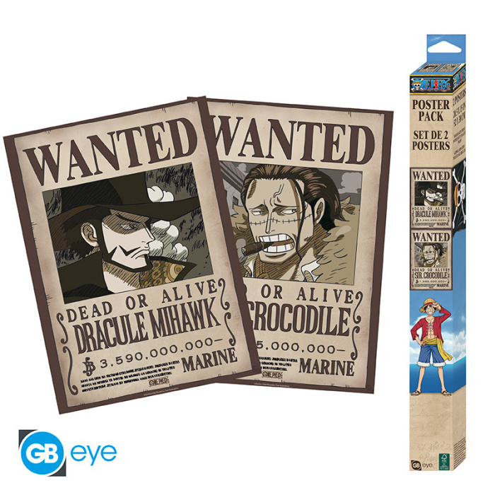 One Piece - Set 2 chibis posters 52 x 38 cm : Wanted Mihawk & Crocodile