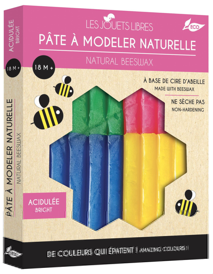PATE A MODELER CIRE D'ABEILLE - 4 COULEURS ACIDULEES