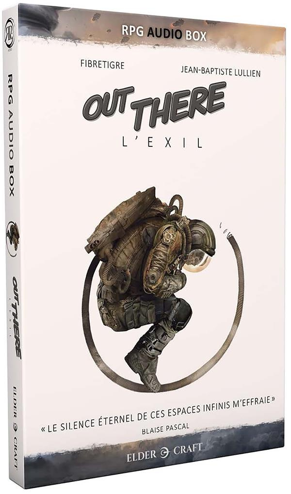 Out There : l'Exil. Avec des dés, des fiches de personnages, une carte et un livret
