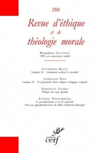 Revue d'éthique et de théologie morale N° 288