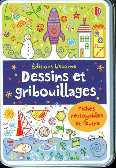 Dessins et gribouillages. Fiches nettoyables et feutre