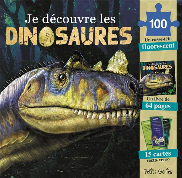 Je découvre les dinosaures . Avec 1 casse-tête fluorescent ; 1 livre de 64 pages et 15 cartes recto-