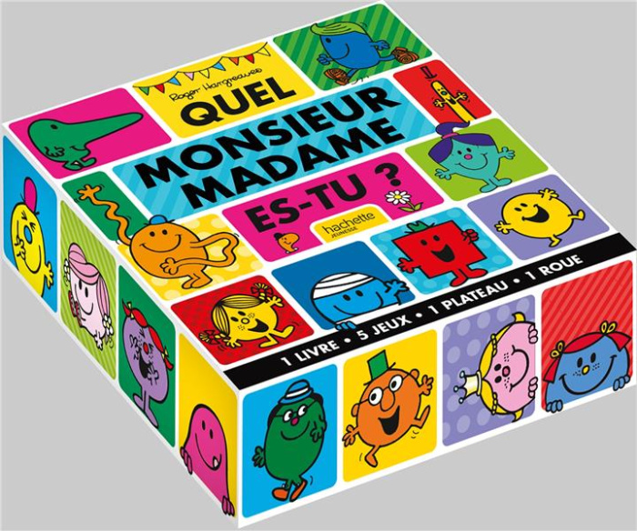 Quel Monsieur Madame es-tu ? Coffret avec 1 livre, 5 jeux, 1 plateau et 1 roue