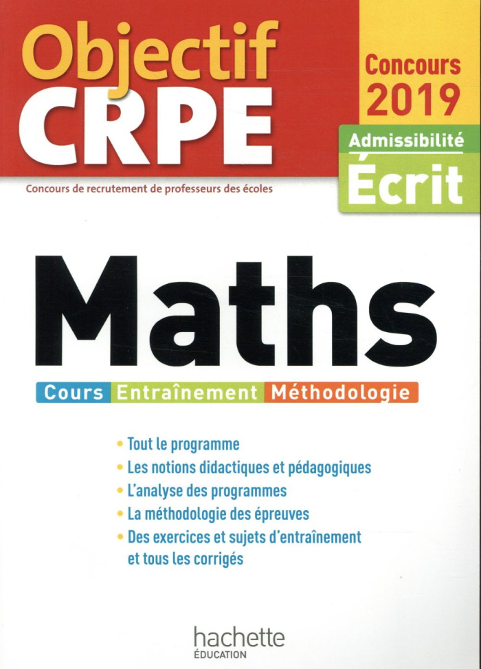 Maths. Admissibilité Ecrit, Edition 2019