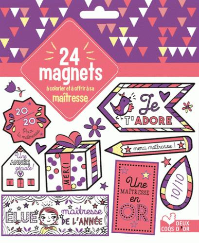 24 Magnets à colorier et à offrir à sa maîtresse