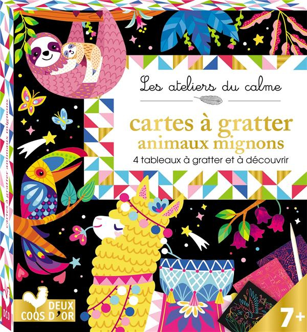 Cartes à gratter animaux mignons. 4 tableaux à gratter et à découvrir !