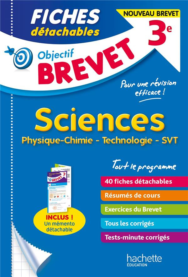 Fiches détachables Sciences 3e. Physique-chimie, technologie, SVT, Edition 2021