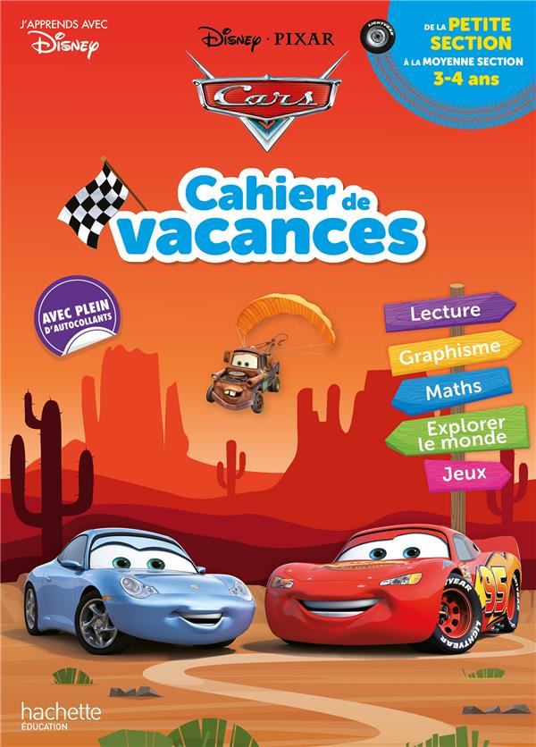 Cahier de vacances de la Petite Section à la Moyenne section. Disney Cars