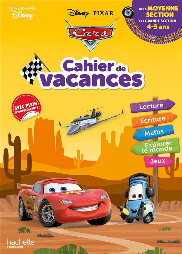 Cahier de vacances de la Moyenne Section à la Grande Section. Disney Cars
